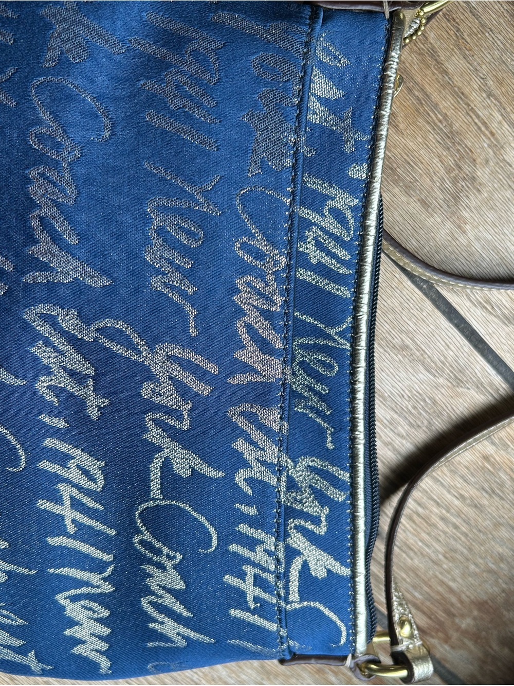 Coach Poppy Navy Signature Script Crossbody - Picture 6 of 8